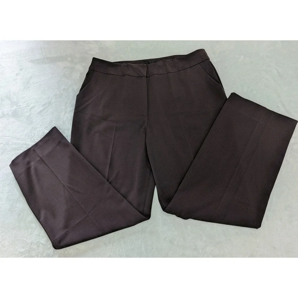 Investments Women's Size 14 R Dress Slacks Brown Zip Pockets Work Career